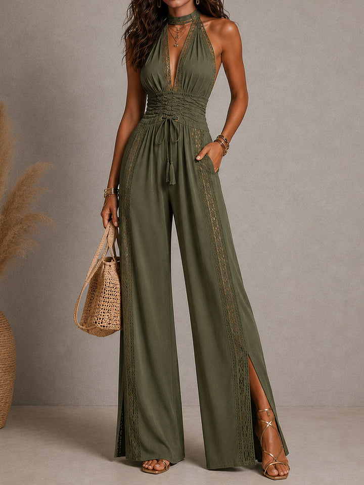 CORA | LACE HALTER JUMPSUIT