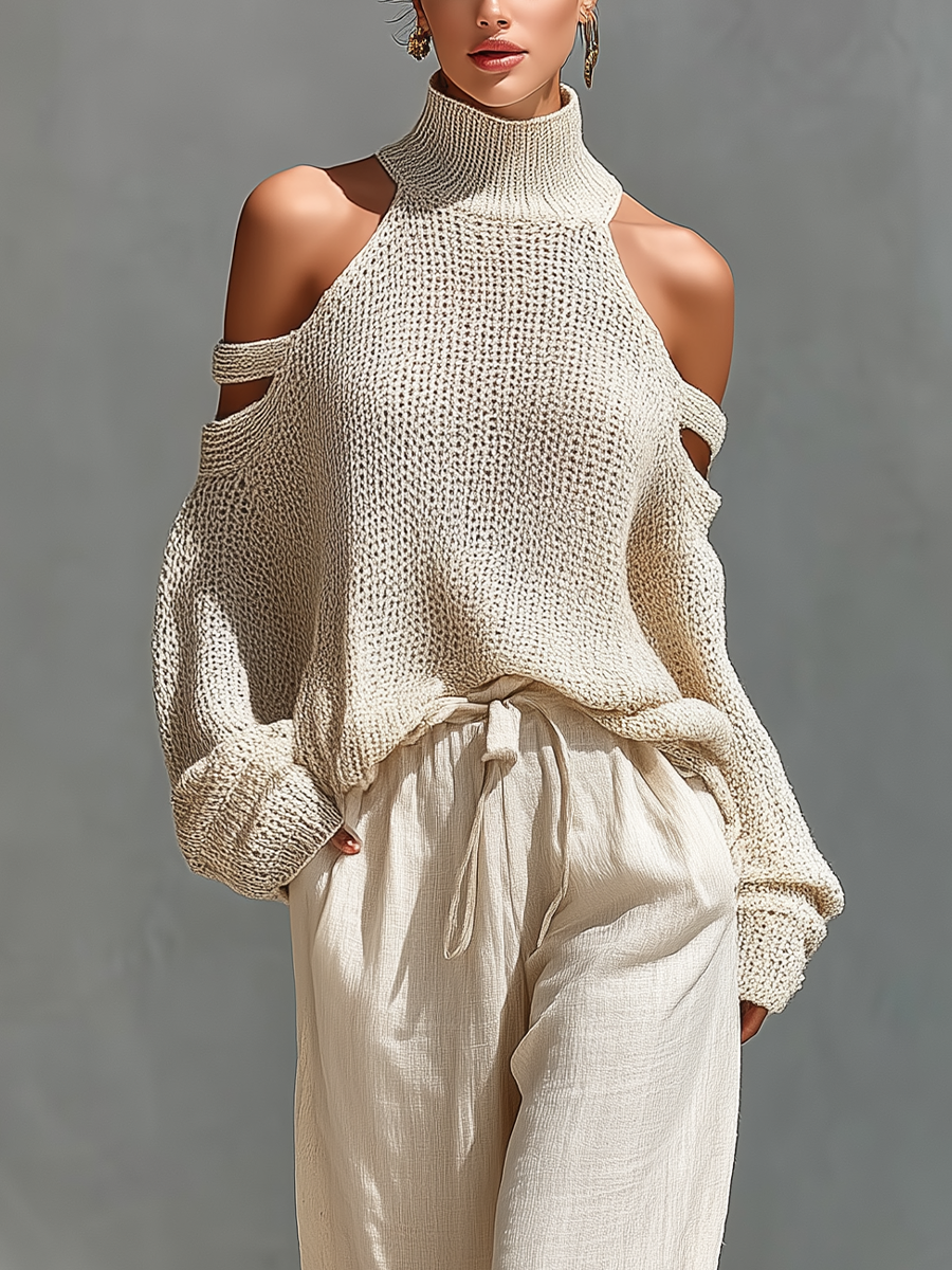 AMELIA | COLD-SHOULDER TOP & WIDE-LEG PANTS SET