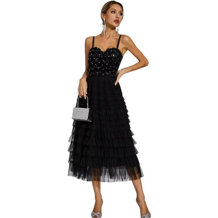 TATIANA | BLACK SEQUIN SLIP MAXI DRESS