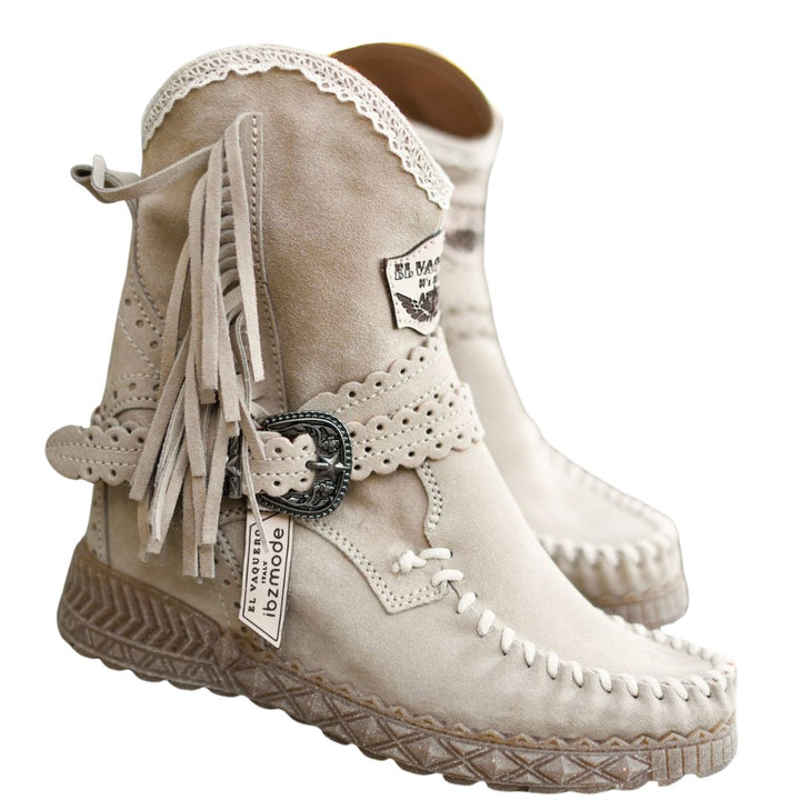 QUEENIE TAUPE | WESTERN BOOTS WITH BOHO SOUL