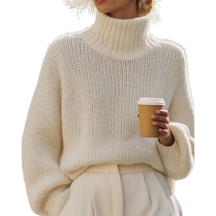 LISA |  CREAM OVERSIZED ROLL- NECK SWEATER