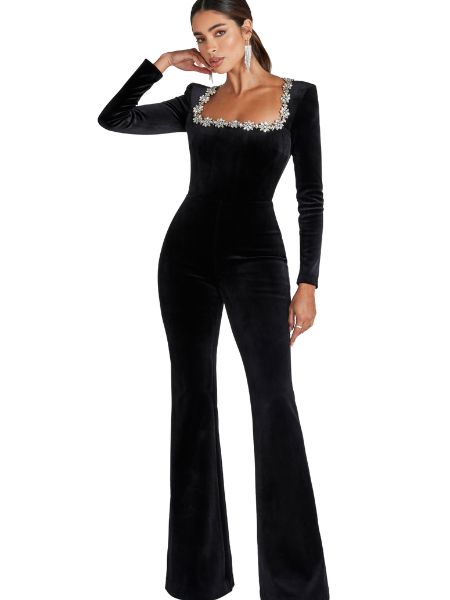 DIANE | SOLID JUMPSUIT WITH NECKLINE DETAIL