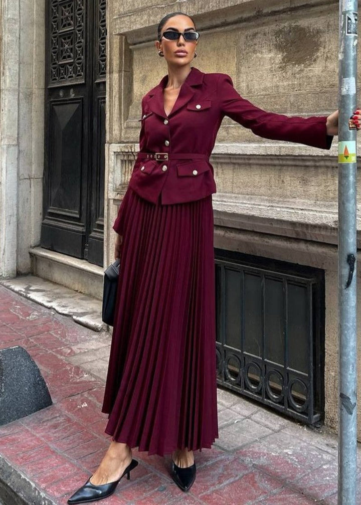 GABRIELA | TAILORED BLAZER & PLEATED MAXI SKIRT SET