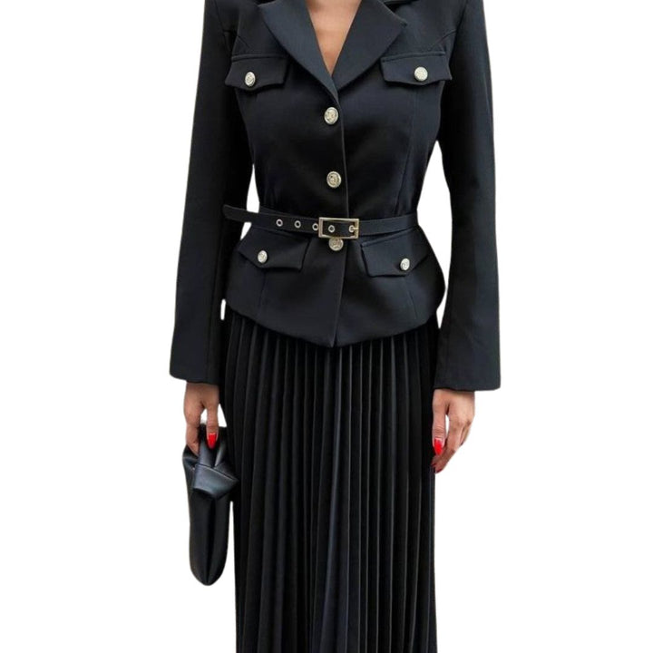 GABRIELA | TAILORED BLAZER & PLEATED MAXI SKIRT SET
