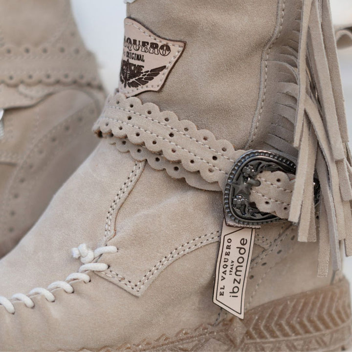 QUEENIE TAUPE | WESTERN BOOTS WITH BOHO SOUL