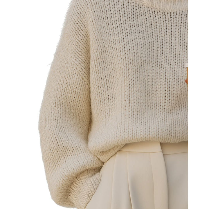 LISA |  CREAM OVERSIZED ROLL- NECK SWEATER