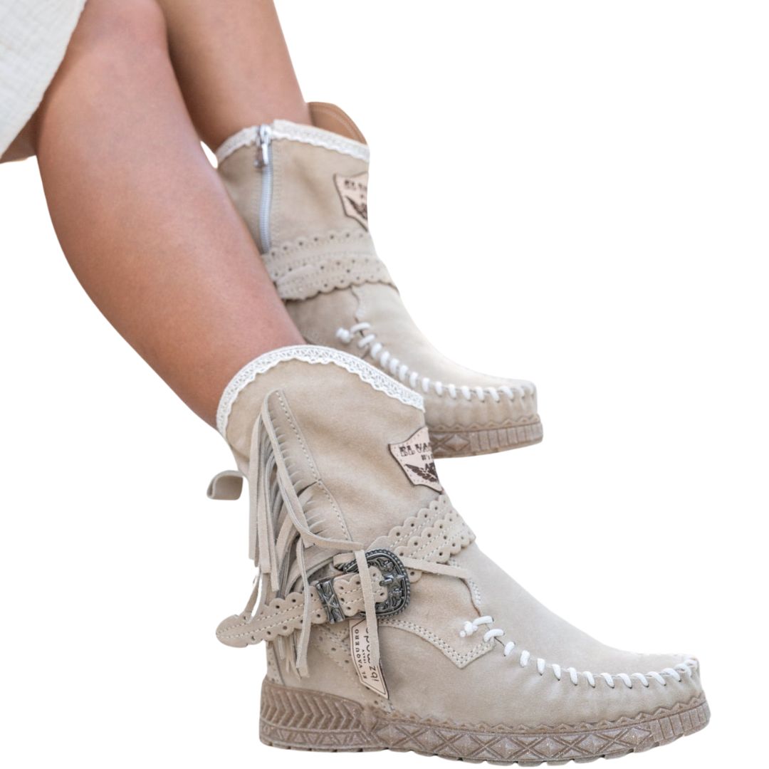 QUEENIE TAUPE | WESTERN BOOTS WITH BOHO SOUL