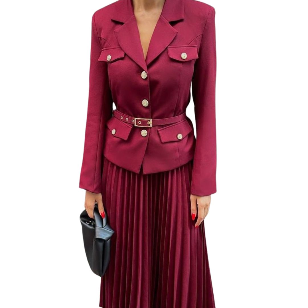 GABRIELA | TAILORED BLAZER & PLEATED MAXI SKIRT SET