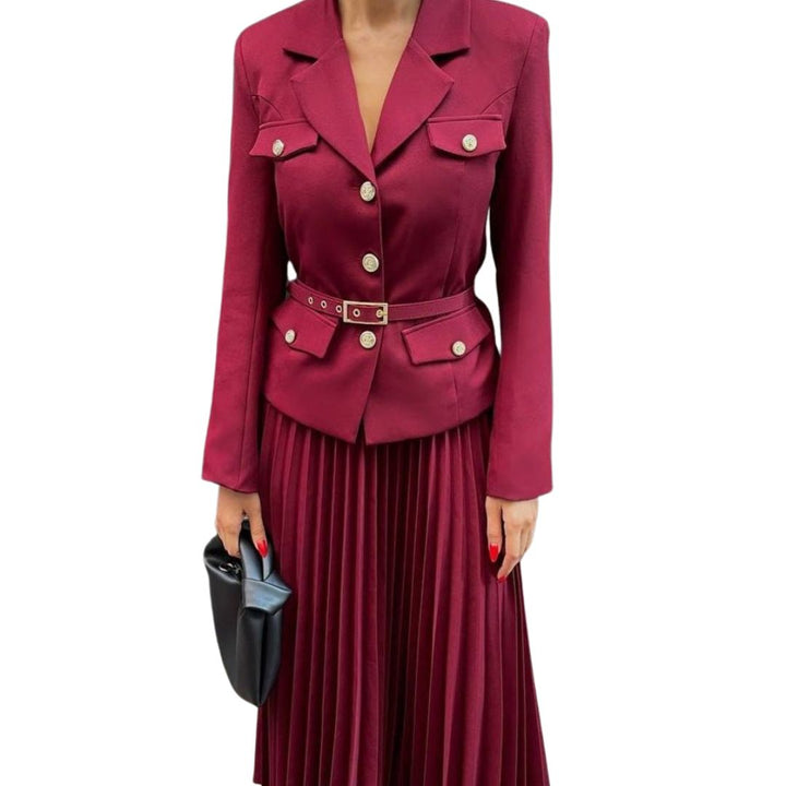 GABRIELA | TAILORED BLAZER & PLEATED MAXI SKIRT SET