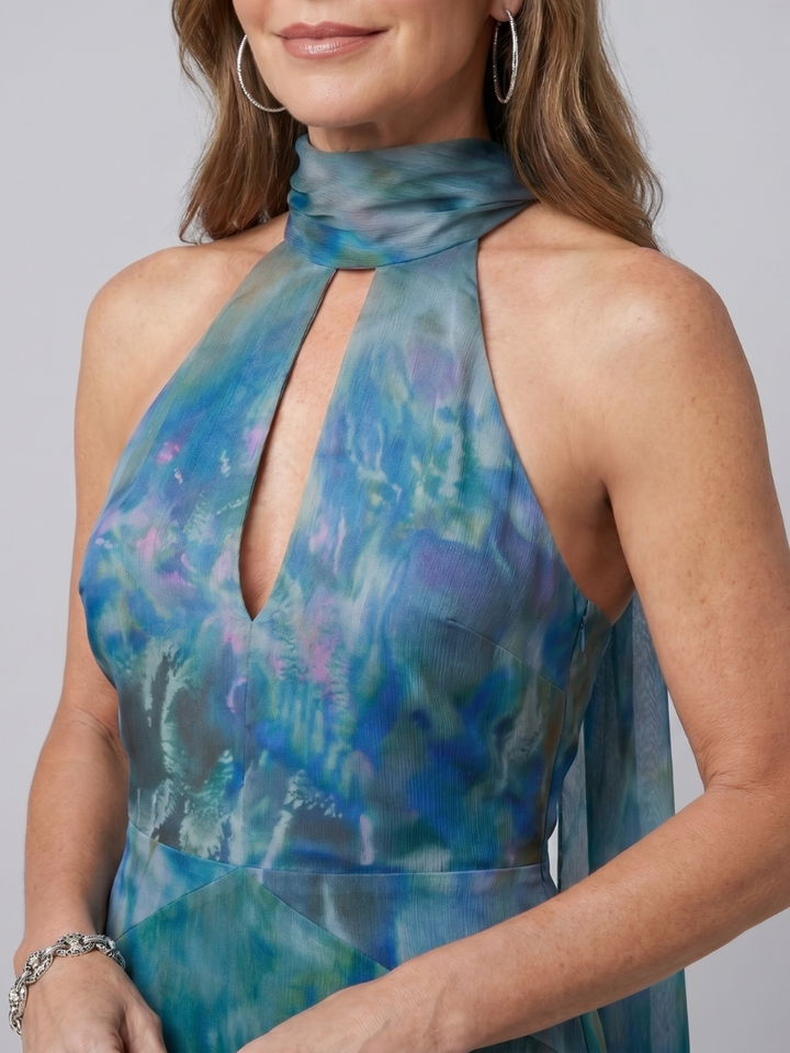 JUNIPER | KEYHOLE HALTER SLEEVELESS MAXI DRESS