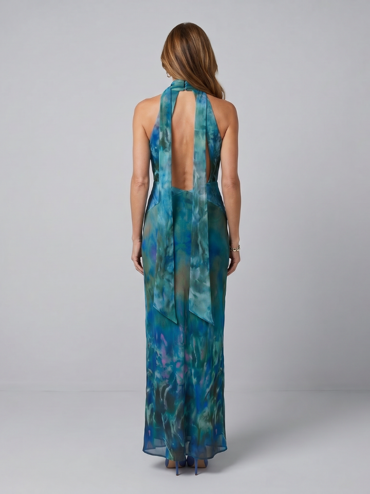 JUNIPER | KEYHOLE HALTER SLEEVELESS MAXI DRESS