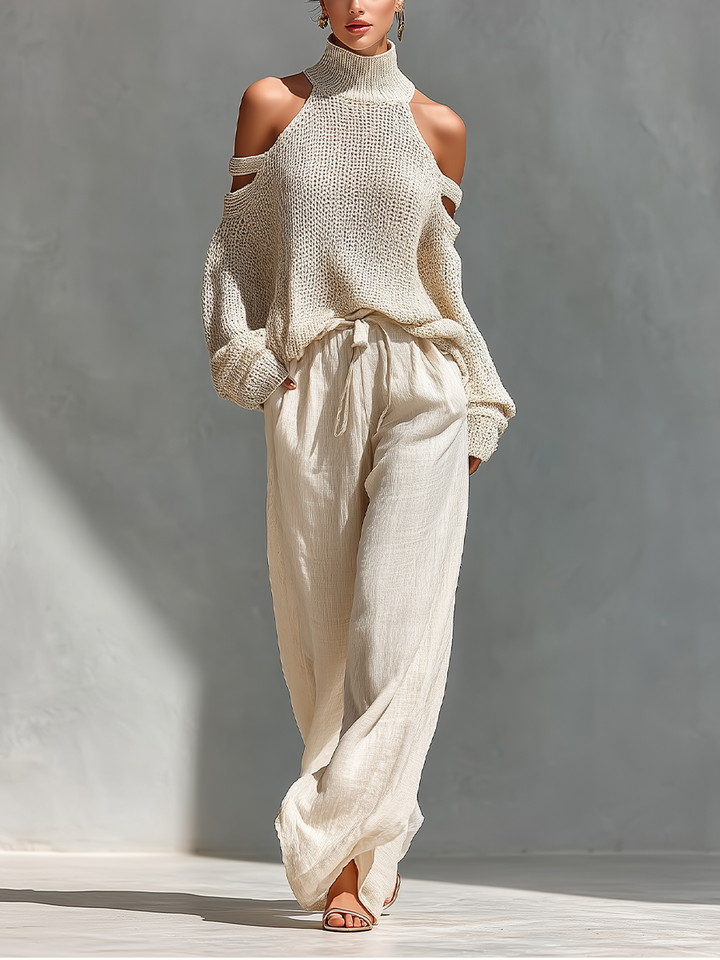 AMELIA | COLD-SHOULDER TOP & WIDE-LEG PANTS SET