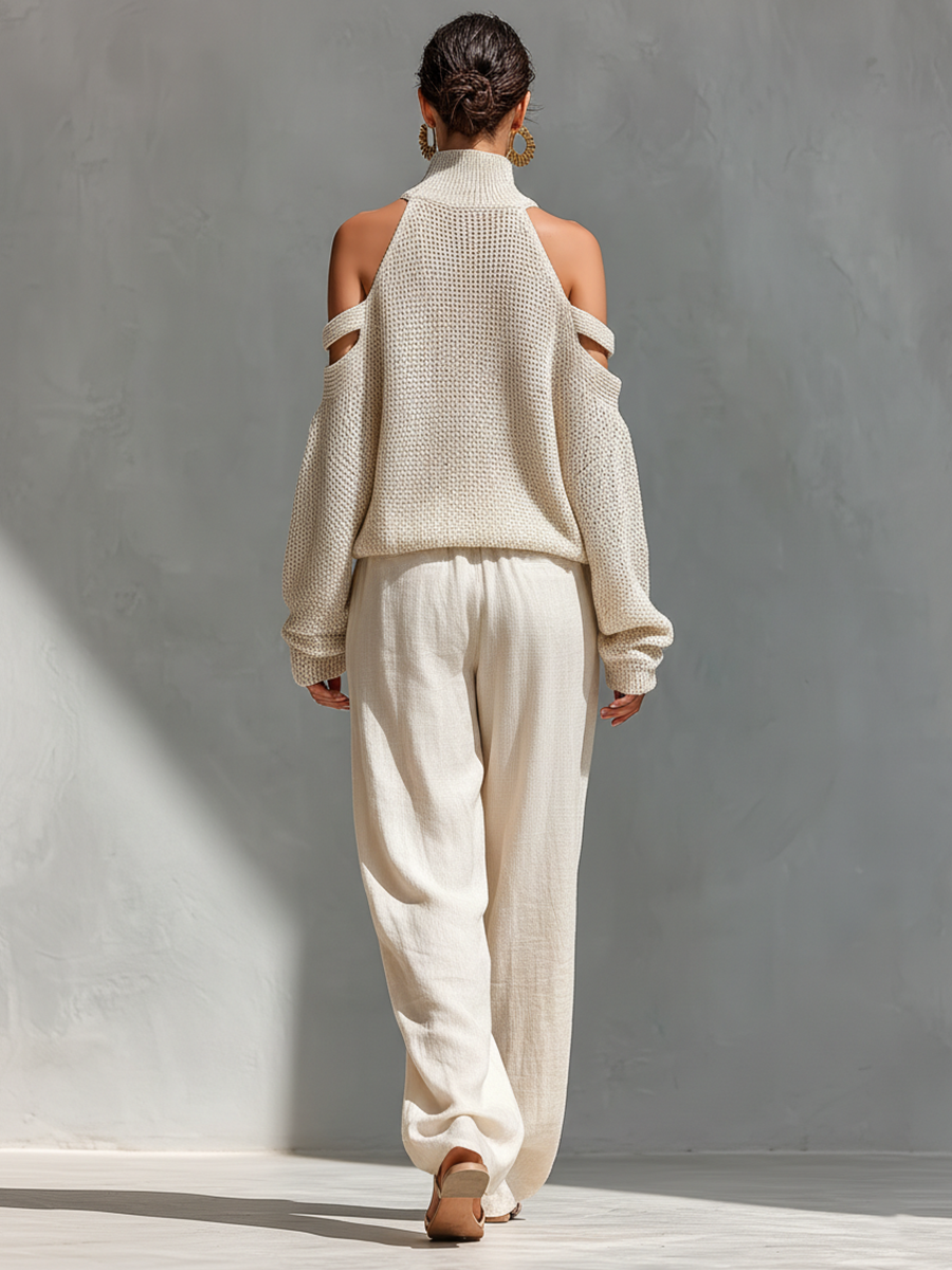 AMELIA | COLD-SHOULDER TOP & WIDE-LEG PANTS SET