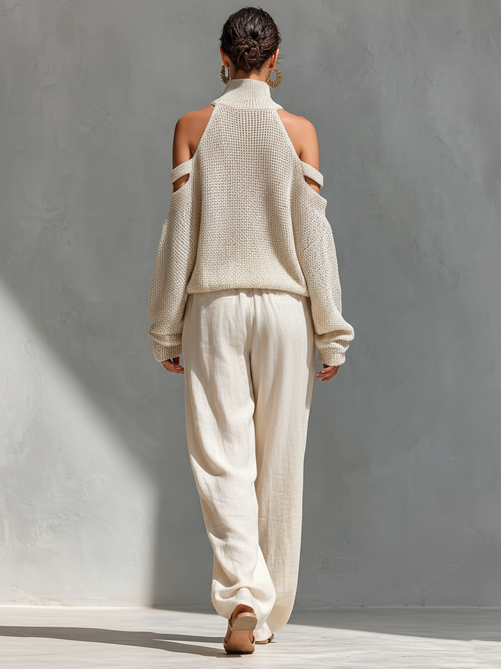 AMELIA | COLD-SHOULDER TOP & WIDE-LEG PANTS SET