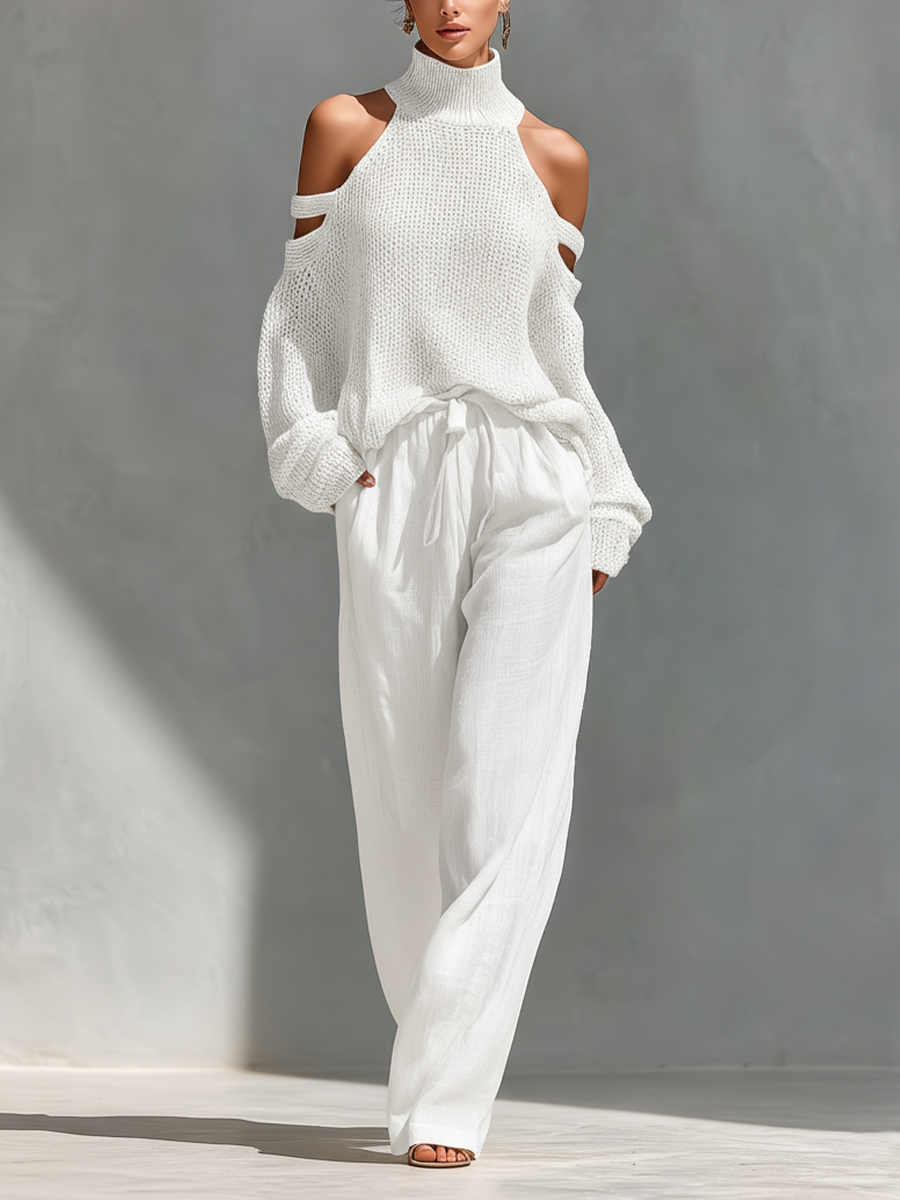 AMELIA | COLD-SHOULDER TOP & WIDE-LEG PANTS SET