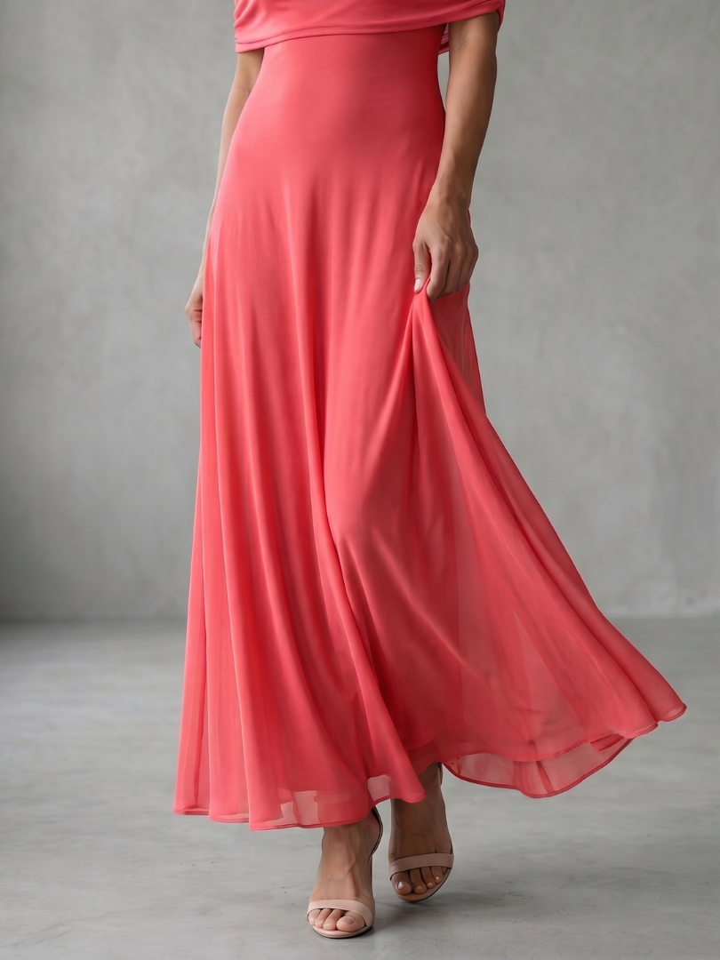 JUNE | OFF SHOULDER DRAPED MIDI DRESS