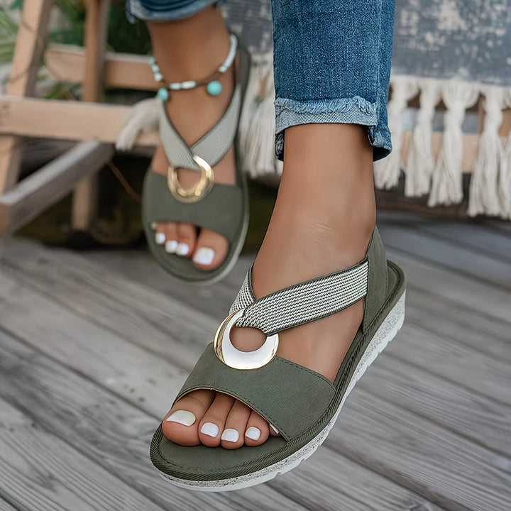 HARPER | FLAT SANDALS WITH METAL BUCKLE