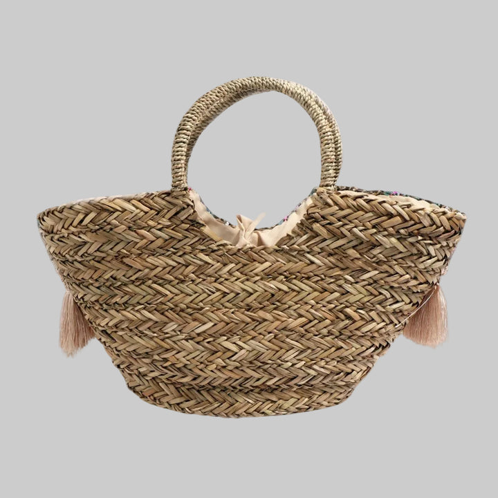 ANGELA | BAG NATURAL STRAW TOTE WITH SEQUINS.