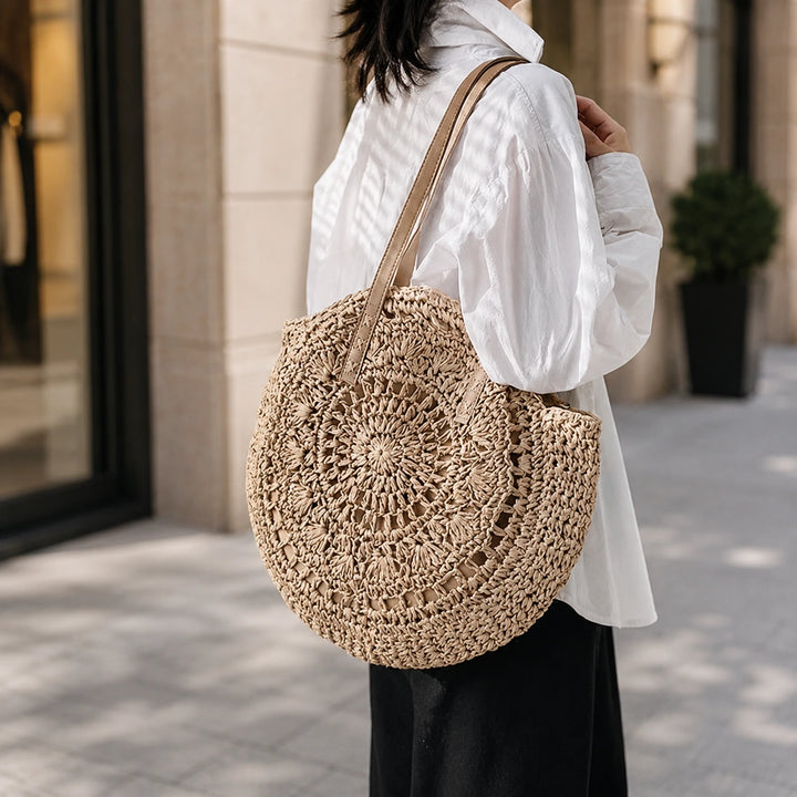 SOLEIL | ROUND WOVEN STRAW BAG
