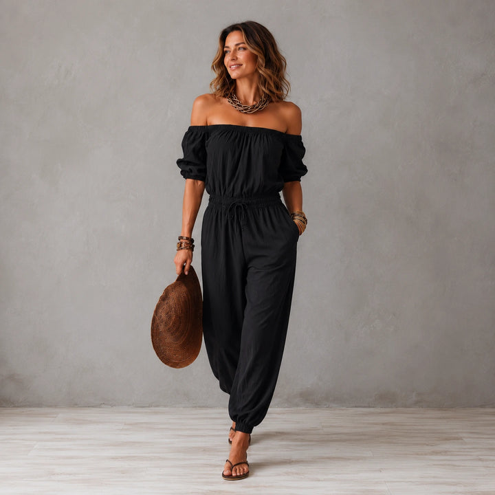 CELESTE | OFF-SHOULDER WOVEN JUMPSUIT