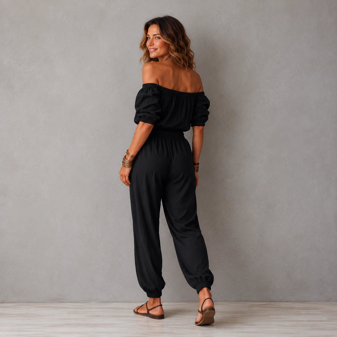 CELESTE | OFF-SHOULDER WOVEN JUMPSUIT