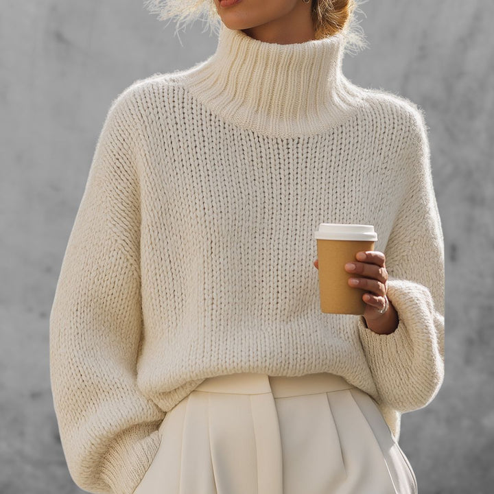 LISA |  CREAM OVERSIZED ROLL- NECK SWEATER