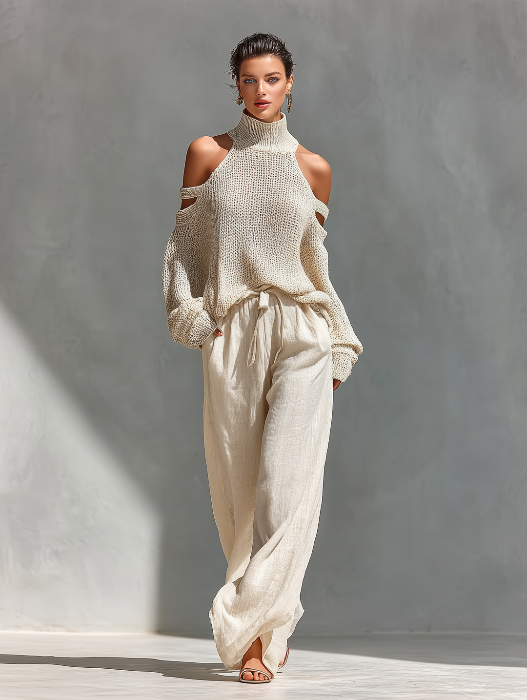 AMELIA | COLD-SHOULDER TOP & WIDE-LEG PANTS SET