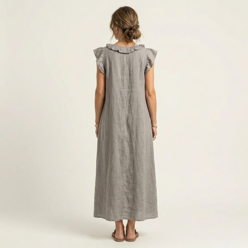 JOSETTE | RUFFLE V-NECK  MAXI DRESS