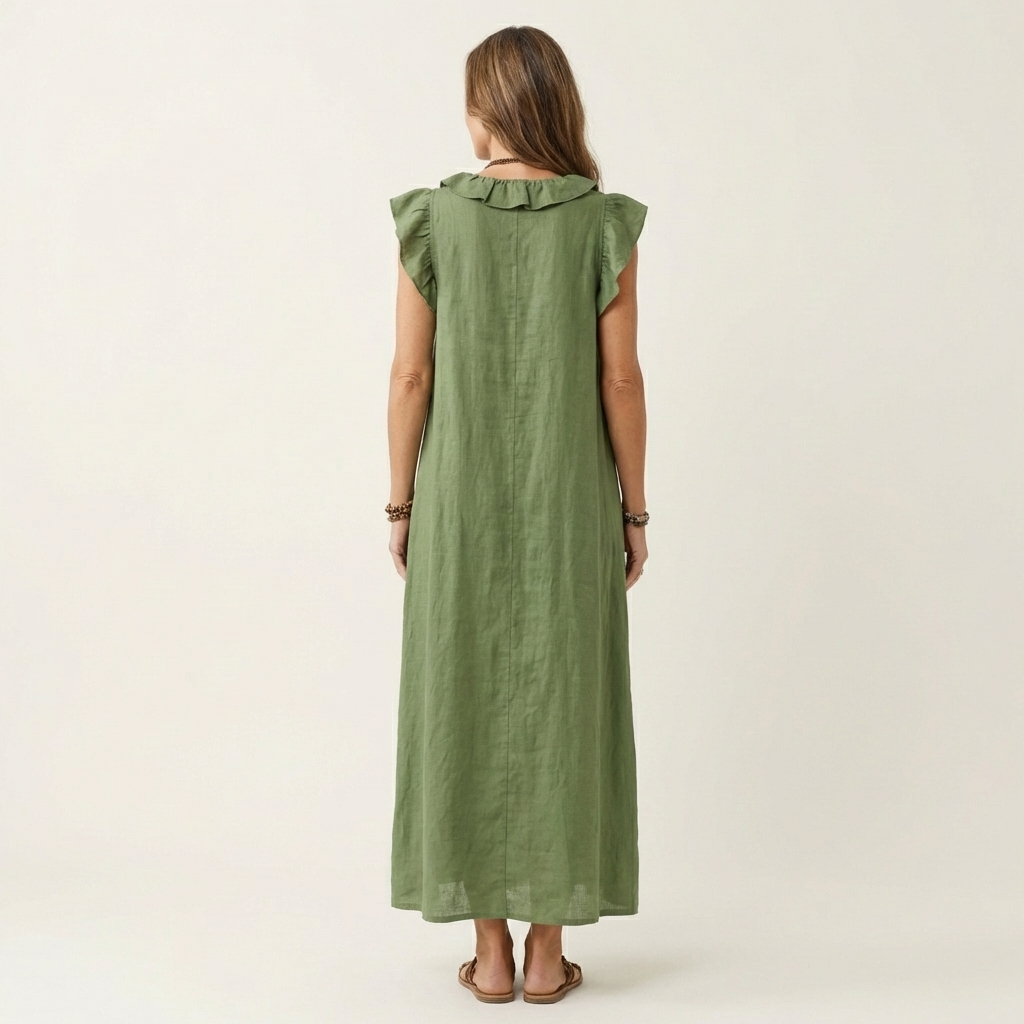 JOSETTE | RUFFLE V-NECK  MAXI DRESS