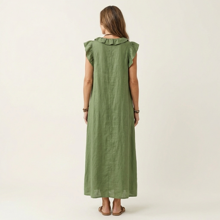 JOSETTE | RUFFLE V-NECK  MAXI DRESS