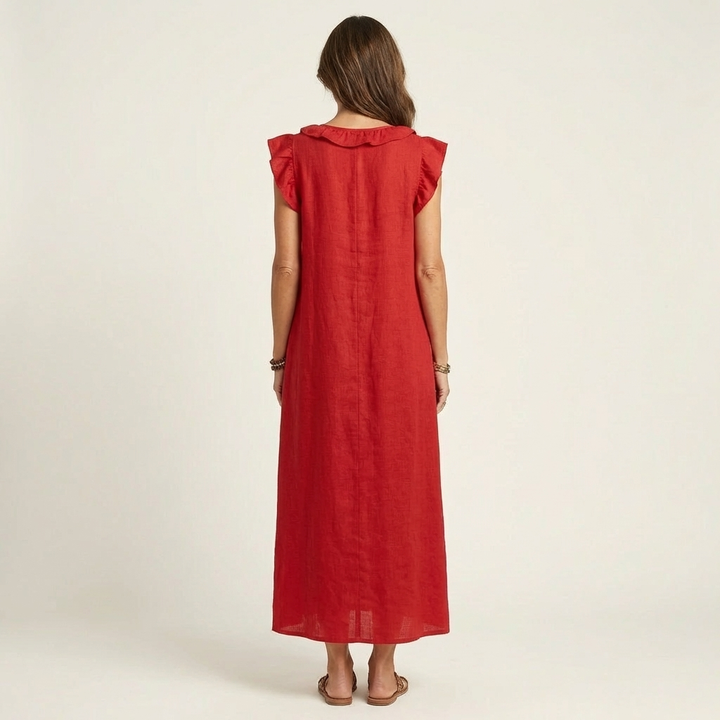 JOSETTE | RUFFLE V-NECK  MAXI DRESS
