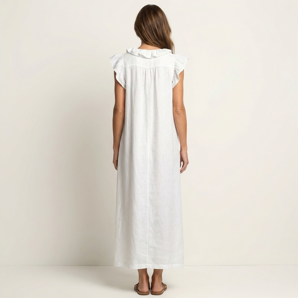 JOSETTE | RUFFLE V-NECK  MAXI DRESS