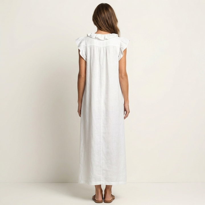 JOSETTE | RUFFLE V-NECK  MAXI DRESS