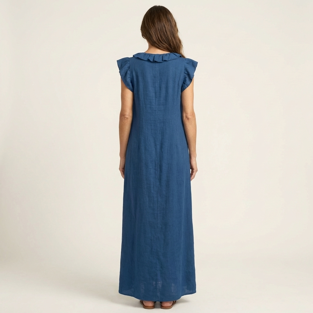 JOSETTE | RUFFLE V-NECK  MAXI DRESS