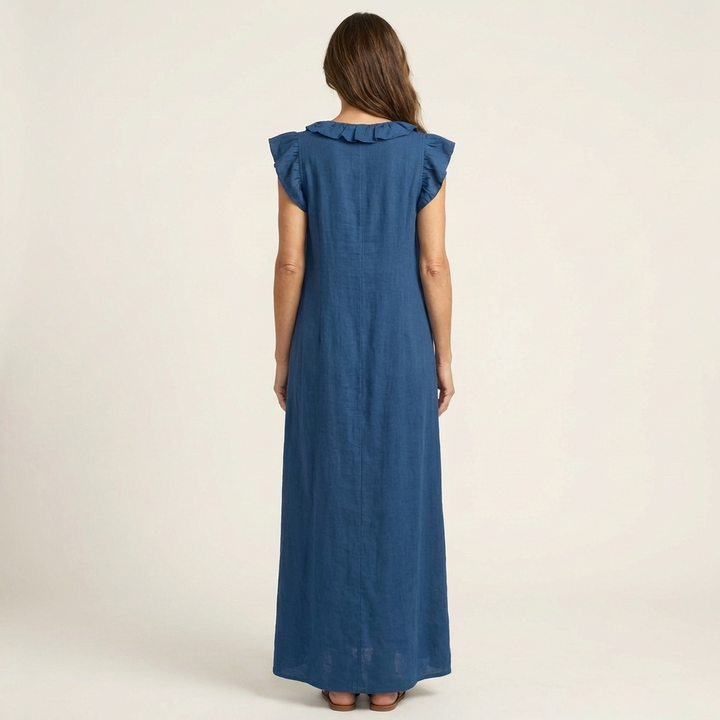 JOSETTE | RUFFLE V-NECK  MAXI DRESS