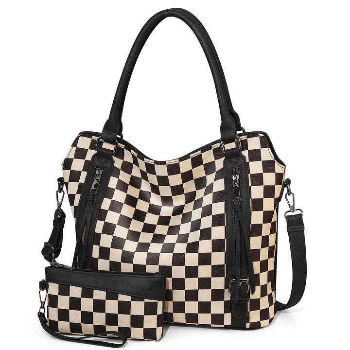 HARPER | CHECKERED HOBO TOTE BAG