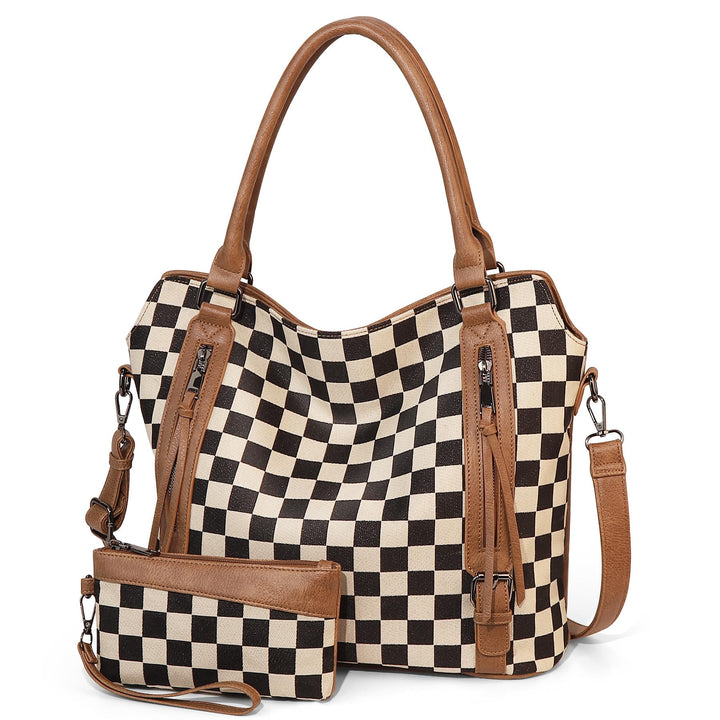 HARPER | CHECKERED HOBO TOTE BAG