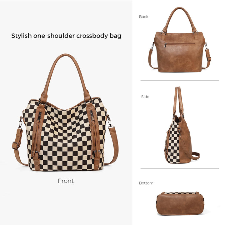 HARPER | CHECKERED HOBO TOTE BAG