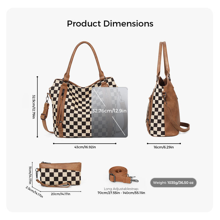 HARPER | CHECKERED HOBO TOTE BAG